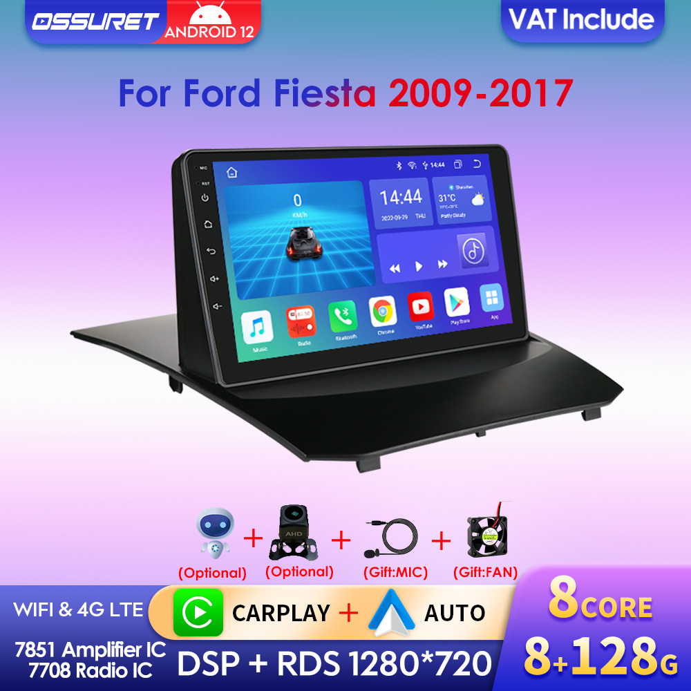 Autoradio 9 , Android 12, navigation GPS, RDS, BT, 4G, lecteur multimÃ©dia, stÃ©rÃ©o, 2 DIN, unitÃ© centrale, avec commandes au volant, pour voiture Ford Fi.C. (2009-2017) n° 1