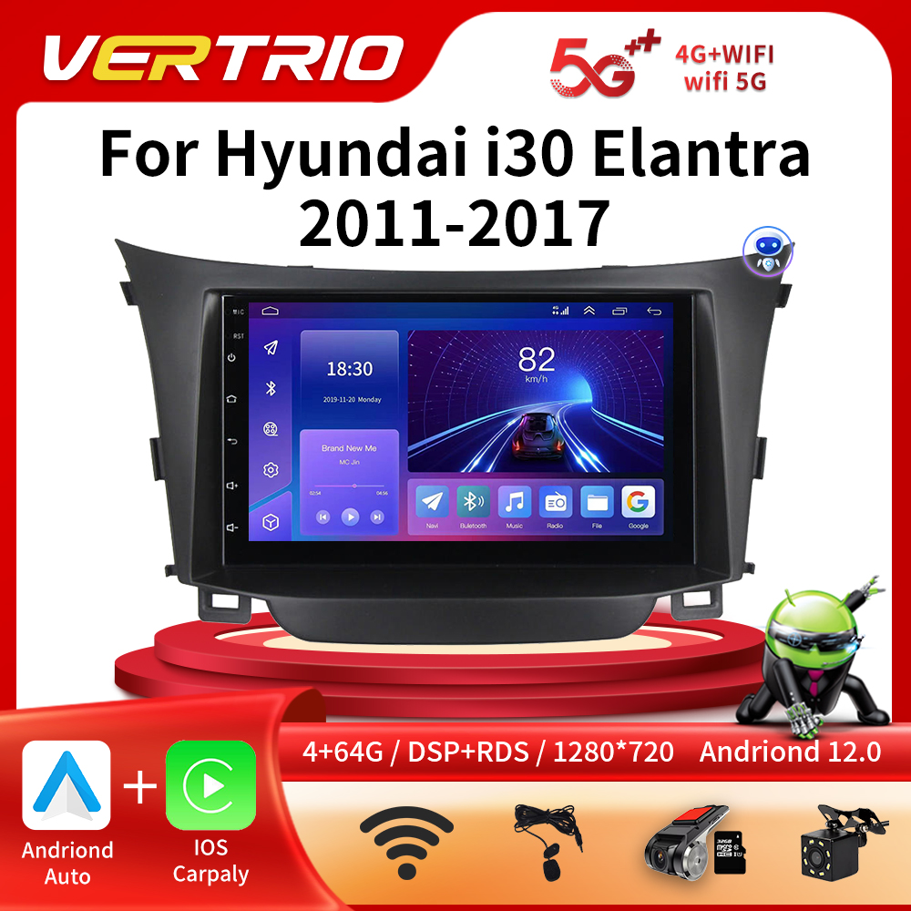 Autoradio Android 2011, Carplay, GPS, DVR, DSP, 2 Din, 4G, StÃ©rÃ©o, Lecteur de Limitation, pour Voiture Hyundai I30, Elantra ight2017-12.0 n° 1