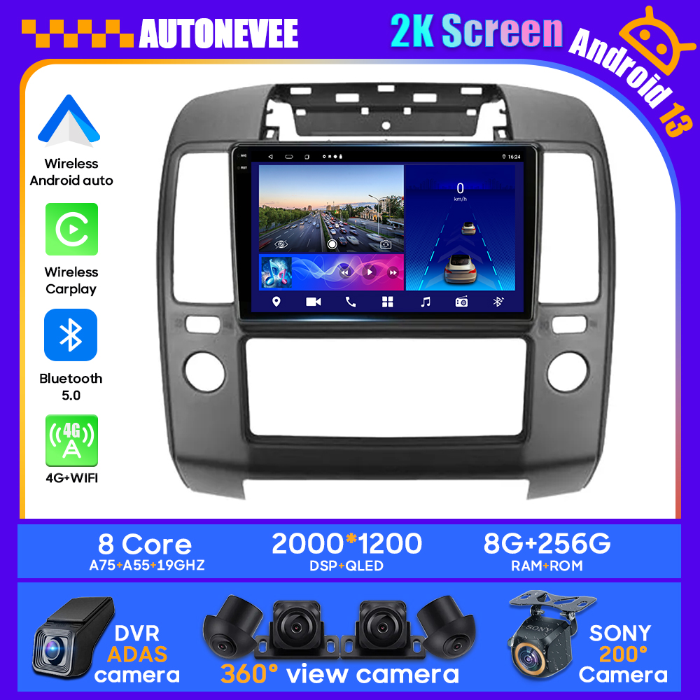 Autoradio Android 13, Carplay, Sans Fil, avec Navigation GPS, UnitÃ© Centrale, Sans 2DIN, pour Voiture Nissan Navara 3 D40 (2004-2010) n° 1