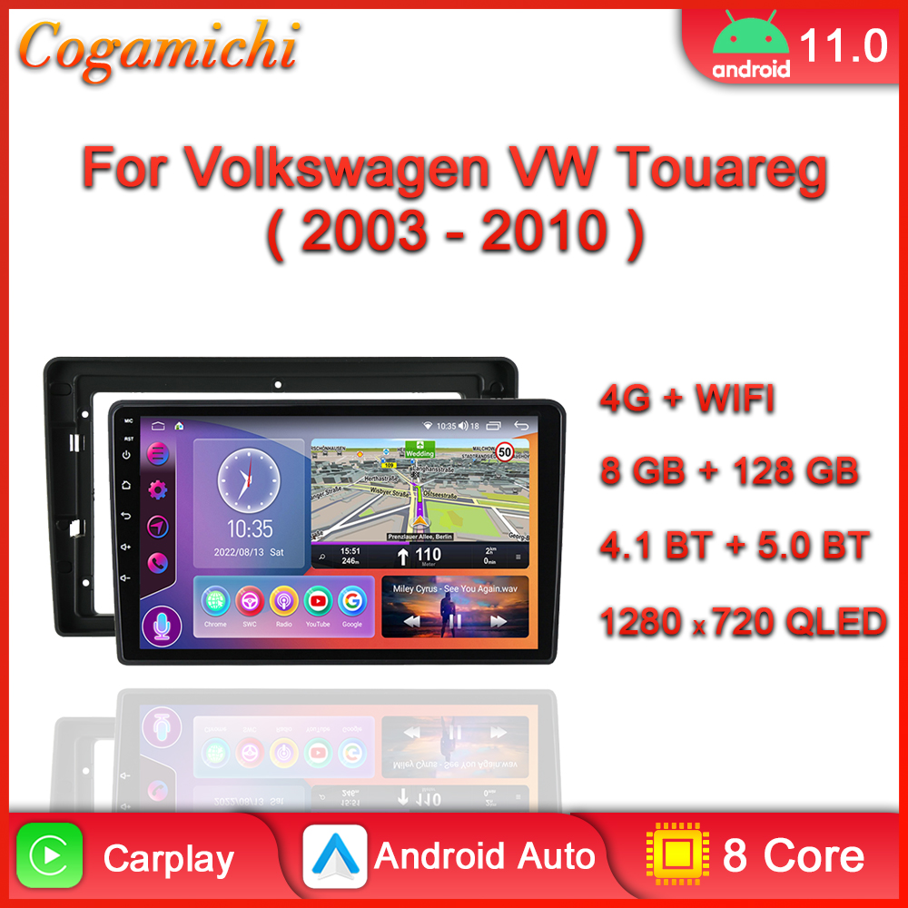 Autoradio Android, Navigation GPS, Carplay, Ã©cran tactile, stÃ©rÃ©o, lecteur multimÃ©dia vidÃ©o, pour Volkswagen VW Touareg (2003 2004 2005 2006 2007 2008 2009 2010) n° 1