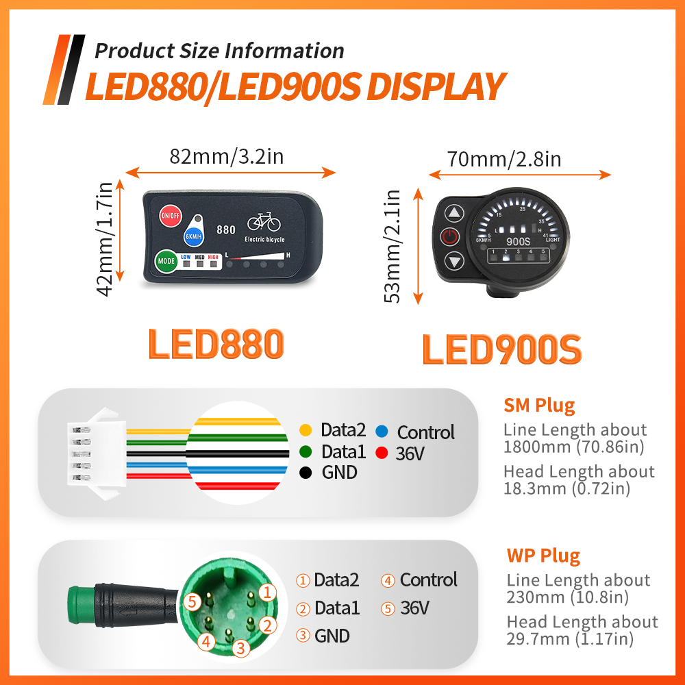 Ã‰cran LCD LED KT Dsiplay pour vÃ©lo Ã©lectrique, kit d'affichage LED pour vÃ©lo Ã©lectrique, 24V, 36V, 48V, 72V, hospit3, hospit5, hospit8H, 880 n° 5