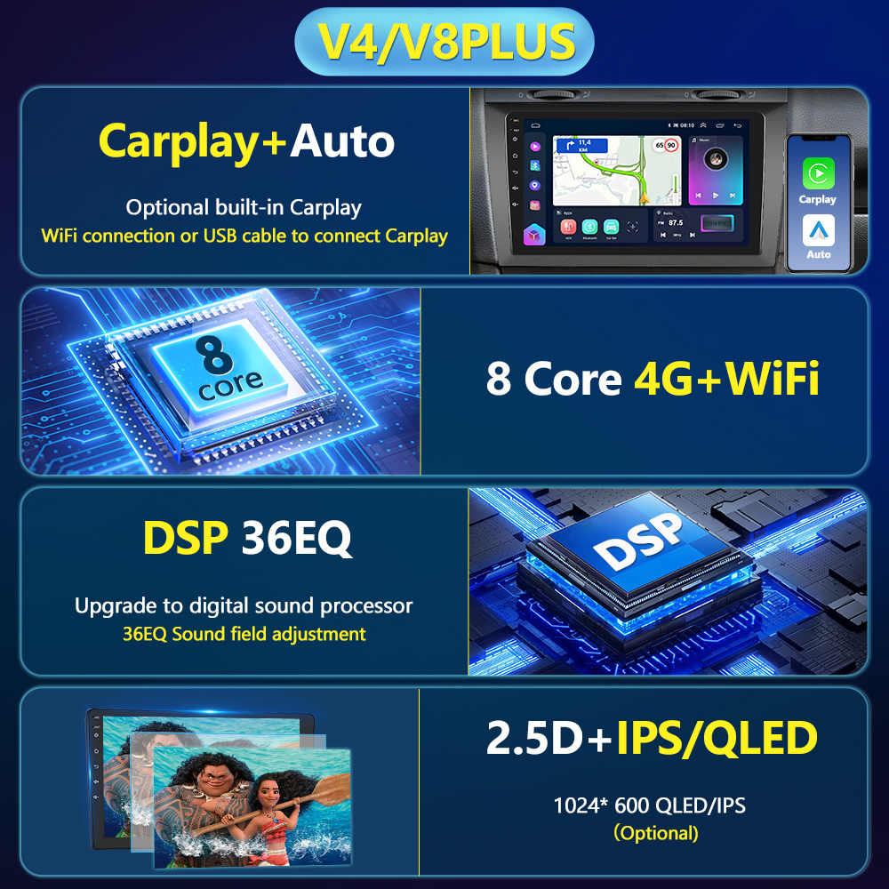 PodoNuremberg-Autoradio Android Carplay, Navigation GPS, DSP, AI Voice, Limitation 4G, 2Din, Ford Focus 2004-2011 n° 5