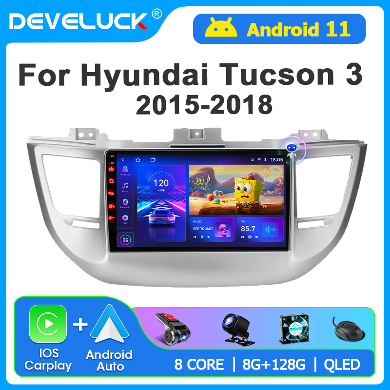 Autoradio Android 11, Navigation GPS, Carplay, DVD, Lecteur VidÃ©o, StÃ©rÃ©o, 2 Din, Limitation, pour Voiture Hyundai 4.3, son 3, feat 35 (2015-2018) n° 1