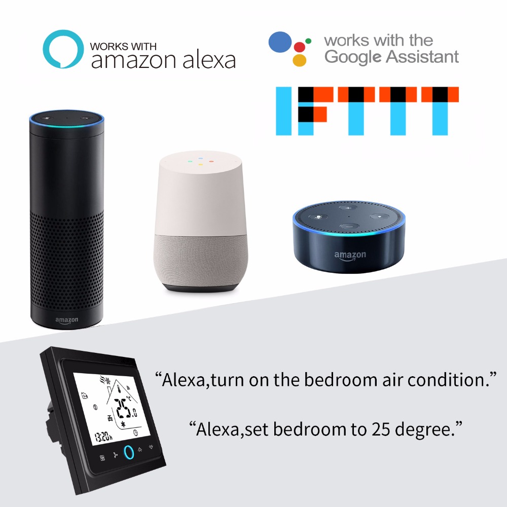 ContrÃ´leur de tempÃ©rature Ã  Ã©cran tactile LCD, thermostat WiFi, rÃ©troÃ©clairage pour chauffage Ã©lectrique, nous-mÃªmes avec Alexa, Google Home, 16A n° 3