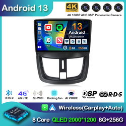 Autoradio Android 13, Carplay, Lecteur VidÃ©o, StÃ©rÃ©o, GPS, DVD, UnitÃ© Centrale, 2 Din, pour Voiture KIT 207 CC, 207CC (2006-2015) small picture n° 1