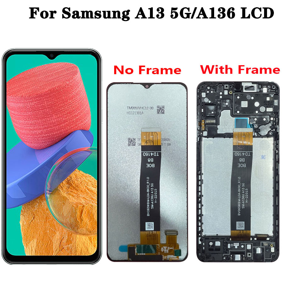 PiÃ¨ces de rechange de HÃ©bergements eur d'Ã©cran tactile d'affichage Ã  cristaux liquides, Samsung Galaxy A13, A135F, A136U, A137F, Original n° 2