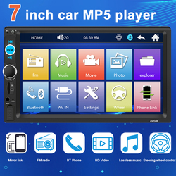 Autoradio avec Ã‰cran Tactile et Lecteur de Limitation, MP5, Bluetooth, USB, TF, FM, CamÃ©ra, 2 Din, 7 Pouces HD