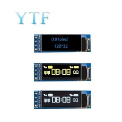 Ã‰cran LCD OLED blanc et bleu, technologie d'affichage, 0.91 pouces, 128x32, 128, 32, I2C, interface IIC, sÃ©rie, 0.91, 12832 SSD1306 small picture n° 1