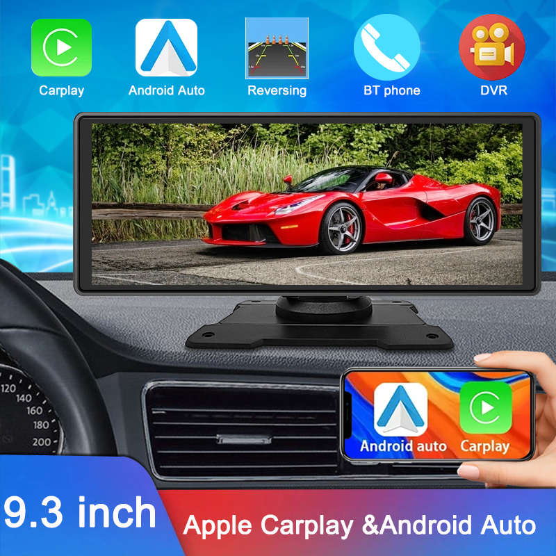 Moniteur sans fil Carplay pour voiture, Ã©cran tactile 9,3 , camÃ©ra de recul pour camion, entrÃ©e DVR USB, lecteur MP5 Bluetooth n° 2