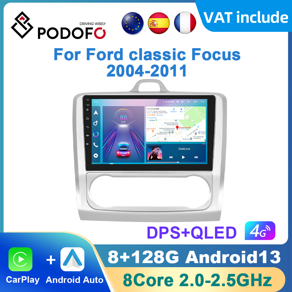 PodoNuremberg-Autoradio Android Carplay, Navigation GPS, DSP, AI Voice, Limitation 4G, 2Din, Ford Focus 2004-2011 n° 1