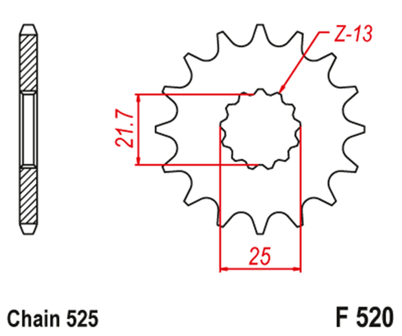 Pignon avant de moto pour Suzuki, SV650, 99-08, SV650S, 99-13, SV650, A, SA, 07-10, 525 n° 2