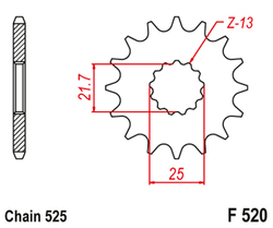 Pignon avant de moto pour Suzuki, SV650, 99-08, SV650S, 99-13, SV650, A, SA, 07-10, 525 small picture n° 2