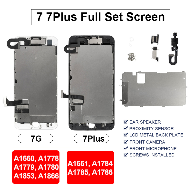 Ã‰cran tactile LCD complet pour iPhone 7 8 Plus, assemblage avec bouton d'accueil, HÃ©bergements eur Pantalla, remplacement + rÃ©paration de camÃ©ra avant n° 2