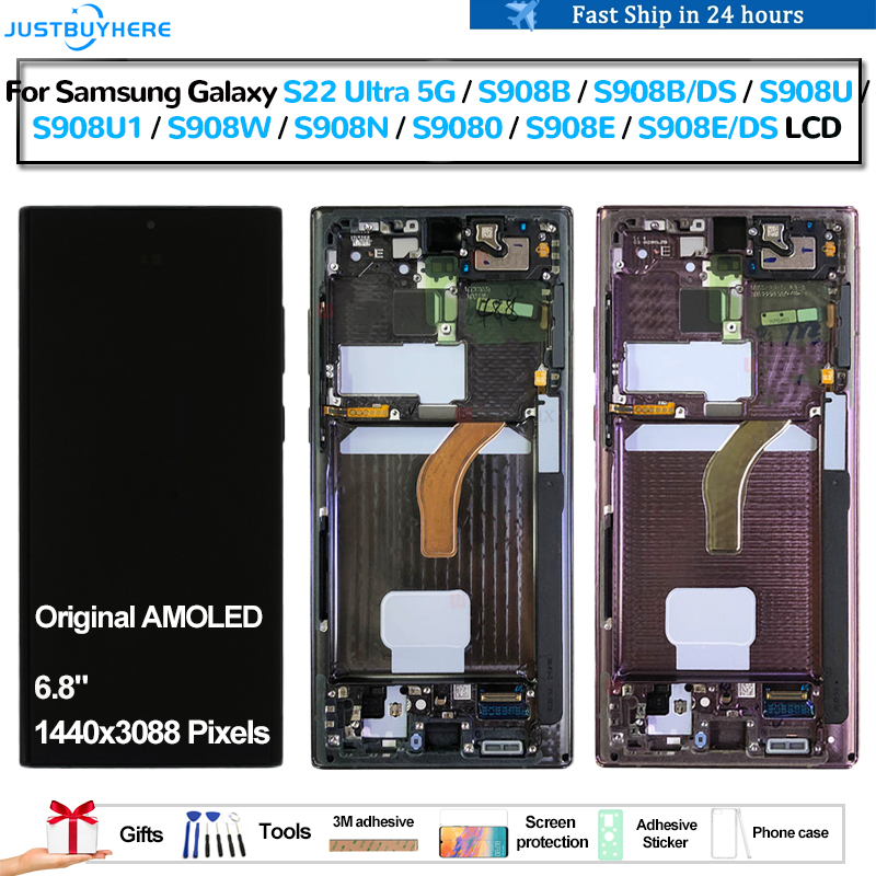 Ensemble écran tactile lcd AMOLED, pour Samsung Galaxy S22 Ultra 5G S908B S908B/DS S908U, Original n° 1