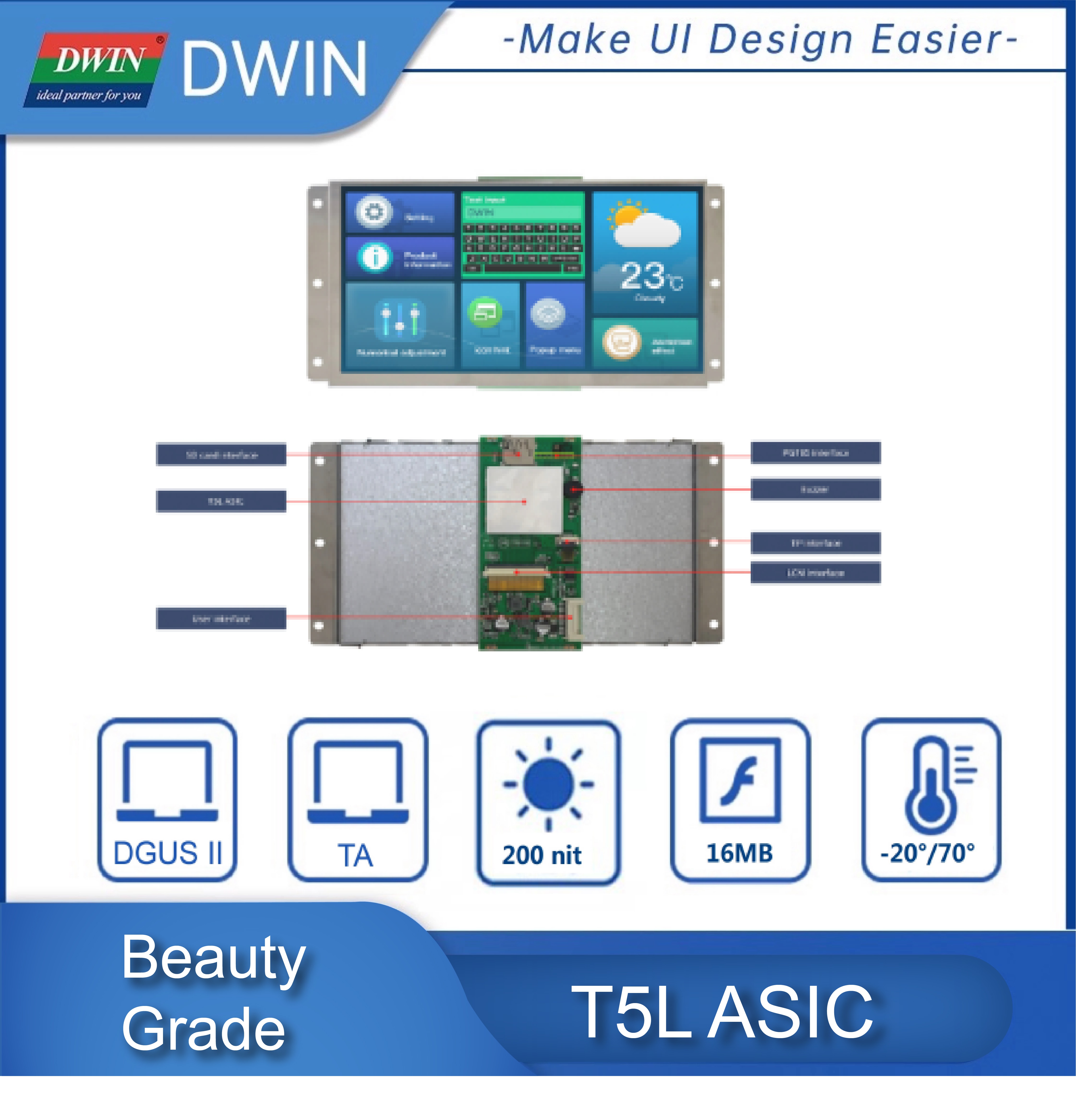 Dwin-Panneau tactile rÃ©sistif pour Ardu37, Ã©cran LCD TFT HMI, technologie TN TTL, RS232, DMG80480Y070 _ 02NN, NR, 7 pouces, 800x480 n° 3