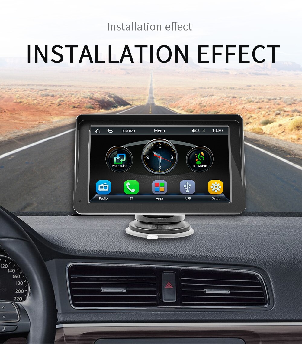 Lecteur vidÃ©o de limitation d'autoradio universel, Carplay sans fil, Android, Ã©cran tactile automatique, pare-soleil, 7 pouces, 5300 n° 6