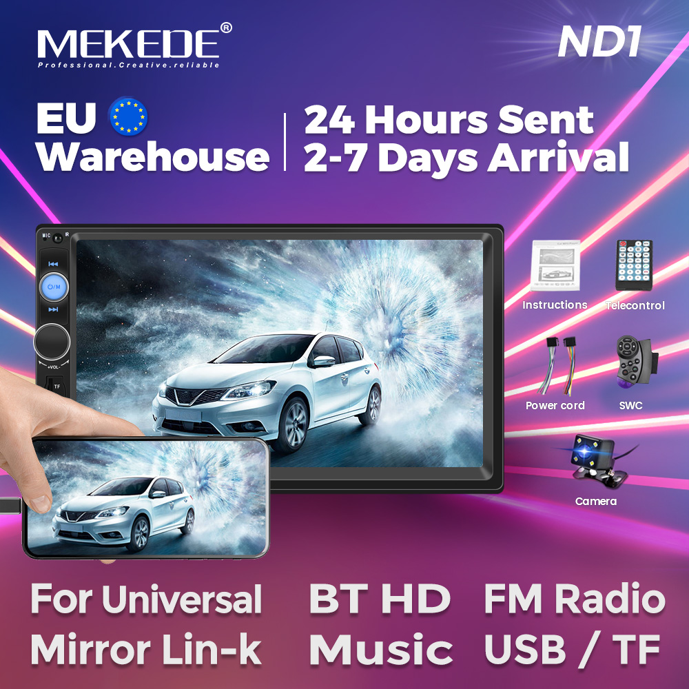 MEEllDE-Lecteur autoradio universel, Ã©cran tactile HD 7 pouces, MP5, USB, BT, carte TF, 2 Din n° 1