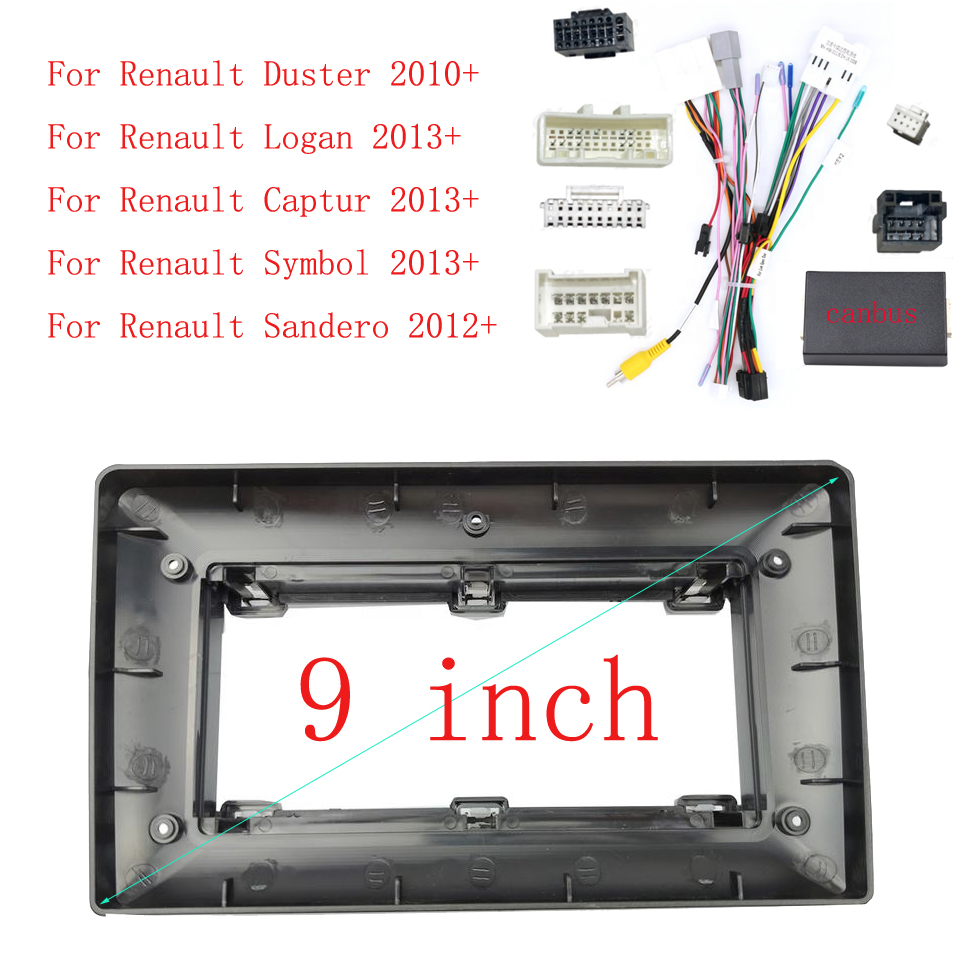 Kit d'adaptateur de cadre de tableau de bord pour Renault Duster Logan Captur Sandero, 2Din, grand Ã©cran 9 , DVD, panneau d'installation, audio de voiture n° 5