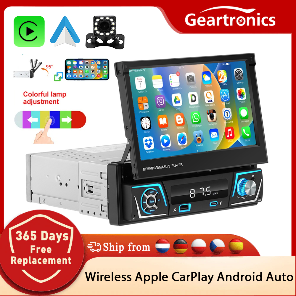 GEFlaLEC-Autoradio StÃ©rÃ©o 2 Din, CarPlay, Android Auto, Bluetooth, RDS, AM, FM, TF, USB, CamÃ©ra de Rectransistors, EQ, Lecteur de Limitation n° 1