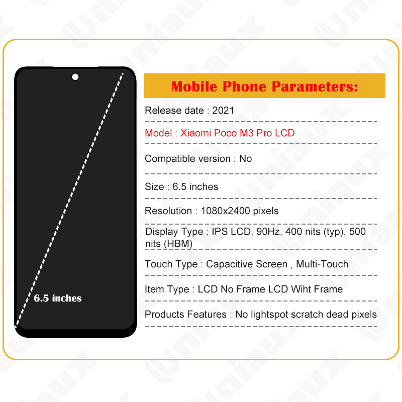 Écran LCD d'origine pour Xiaomi PMédiateur phones M3 Pro, écran tactile, assemblage de panneau de Hébergements eur, 6.5 pouces, 5G, M2103K19af, M2103K19PI n° 6