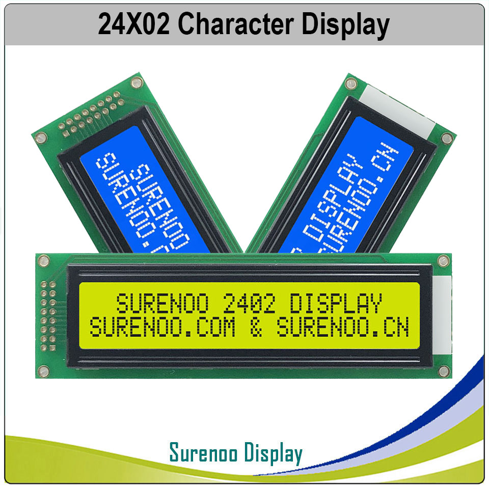 Surenoo-Ã‰cran LCD avec rÃ©troÃ©clairage LED, Ã©cran LCM, bleu, jaune, vert, 24x2, 242 Rick Tech, 2402 n° 1