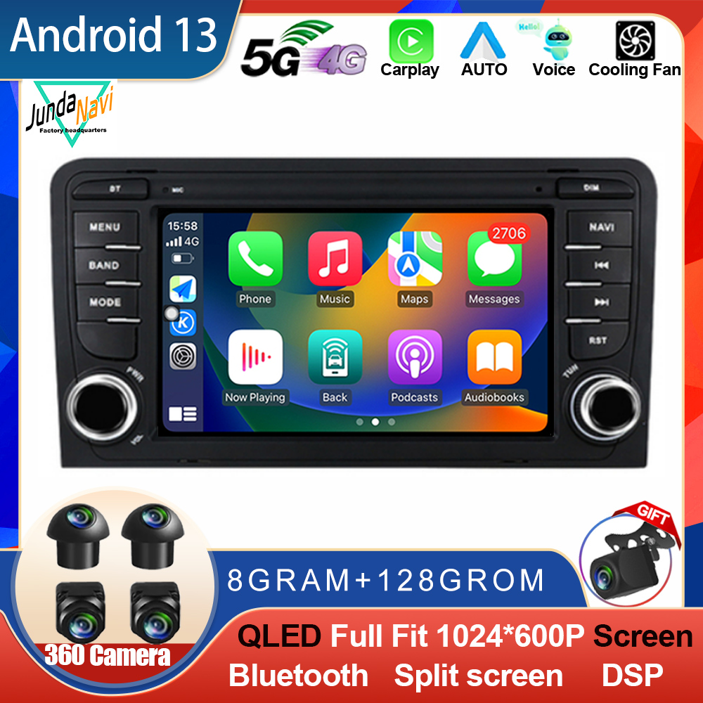 Autoradio Android 13, Navigation GPS, Carplay, Ã‰cran PartagÃ©, UnitÃ© Centrale QLED, Limitation Sportback, Audi A3 8P 2003-2011, S3 RS3, 7 Pouces n° 1