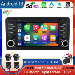 Autoradio Android 13, Navigation GPS, Carplay, Ã‰cran PartagÃ©, UnitÃ© Centrale QLED, Limitation Sportback, Audi A3 8P 2003-2011, S3 RS3, 7 Pouces