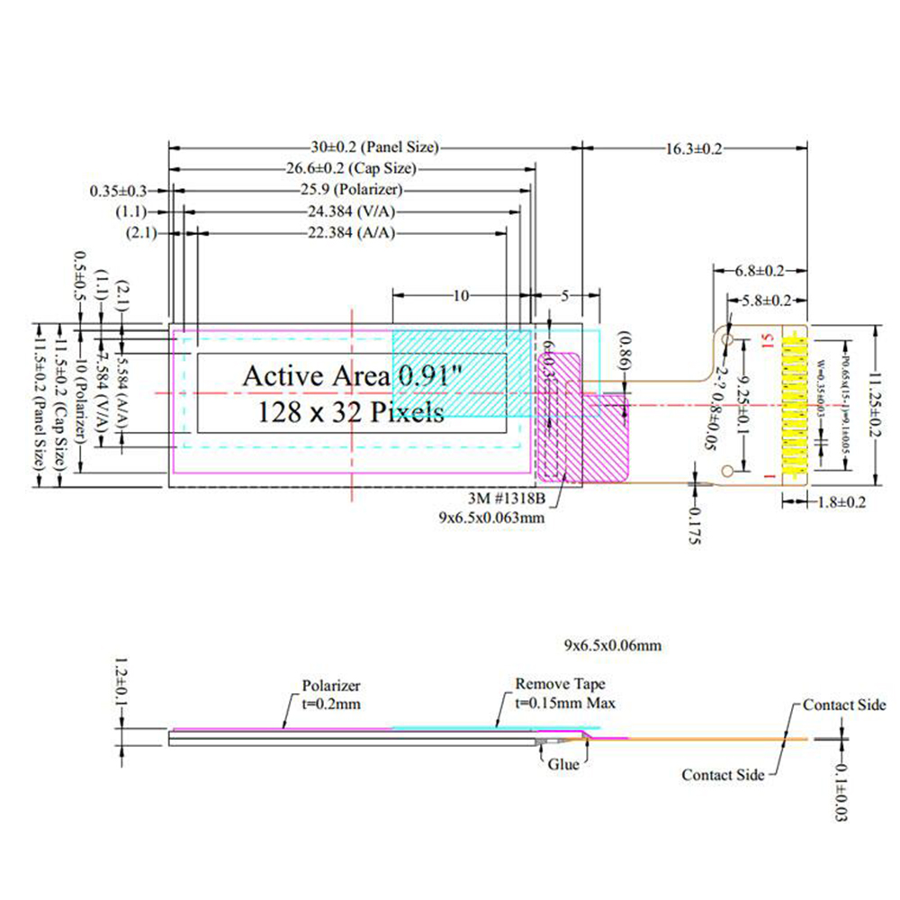 Ã‰cran LCD OLED de 0.91 pouces, rÃ©solution de 3.3V DC, 128x32, pilote Chip, Interface IIC SPI, 14/15 broches, Module LCD OLED pour Arduino n° 4