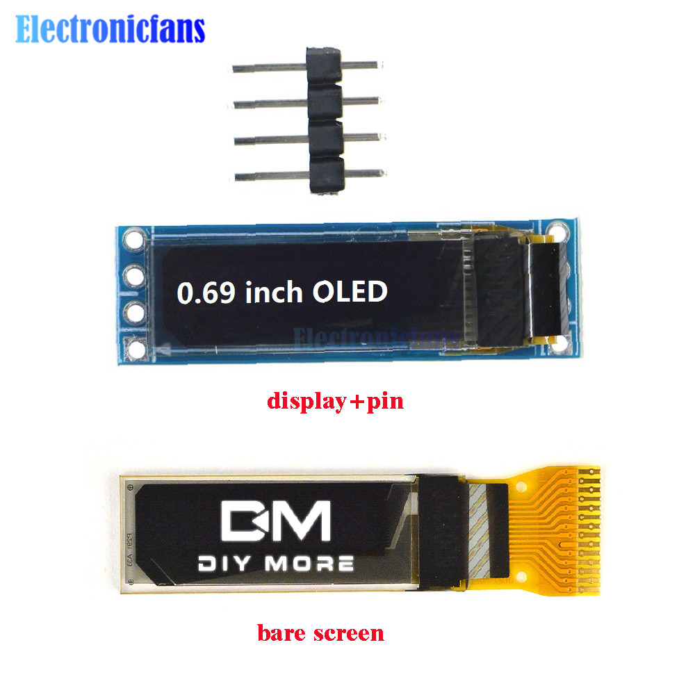 Carte de commande d'Ã©cran LCD avec broche pour Ardu37, Ã©cran OLED blanc, technologie, interface IIC, 0.69 pouces, 96x16, 3-5.5V n° 1