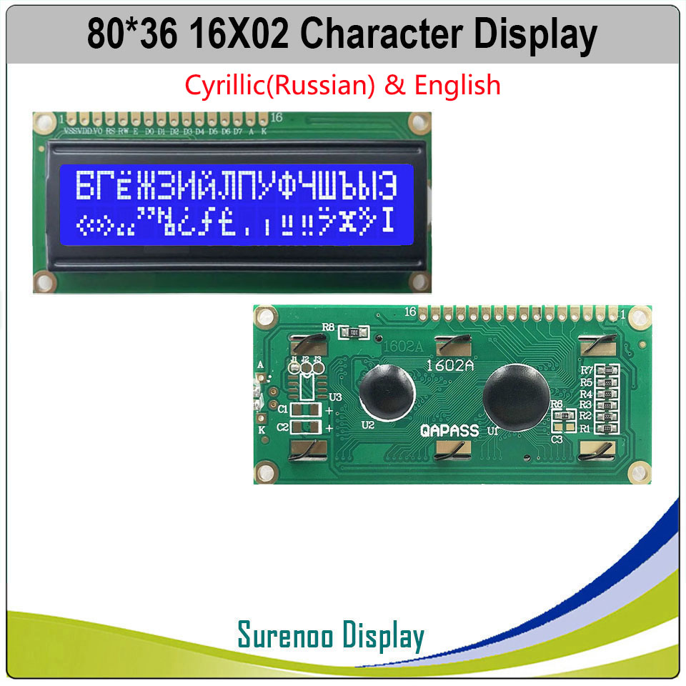 Panneau d'Ã©cran d'affichage LCD Tech, cyrillique, russe, anglais, 1602, 162, 16x2, 16x2, rick, jaune, vert, orange, bleu, blanc, LCM n° 3