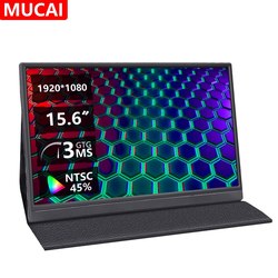 MUCAL-Moniteur portable FHD de 15.6 pouces, 1920x1080, Ã©cran d'affichage de 15.6 pouces pour ordinateur portable, tÃ©lÃ©phone, Switch, PS4, PS5, XboX, MacPle