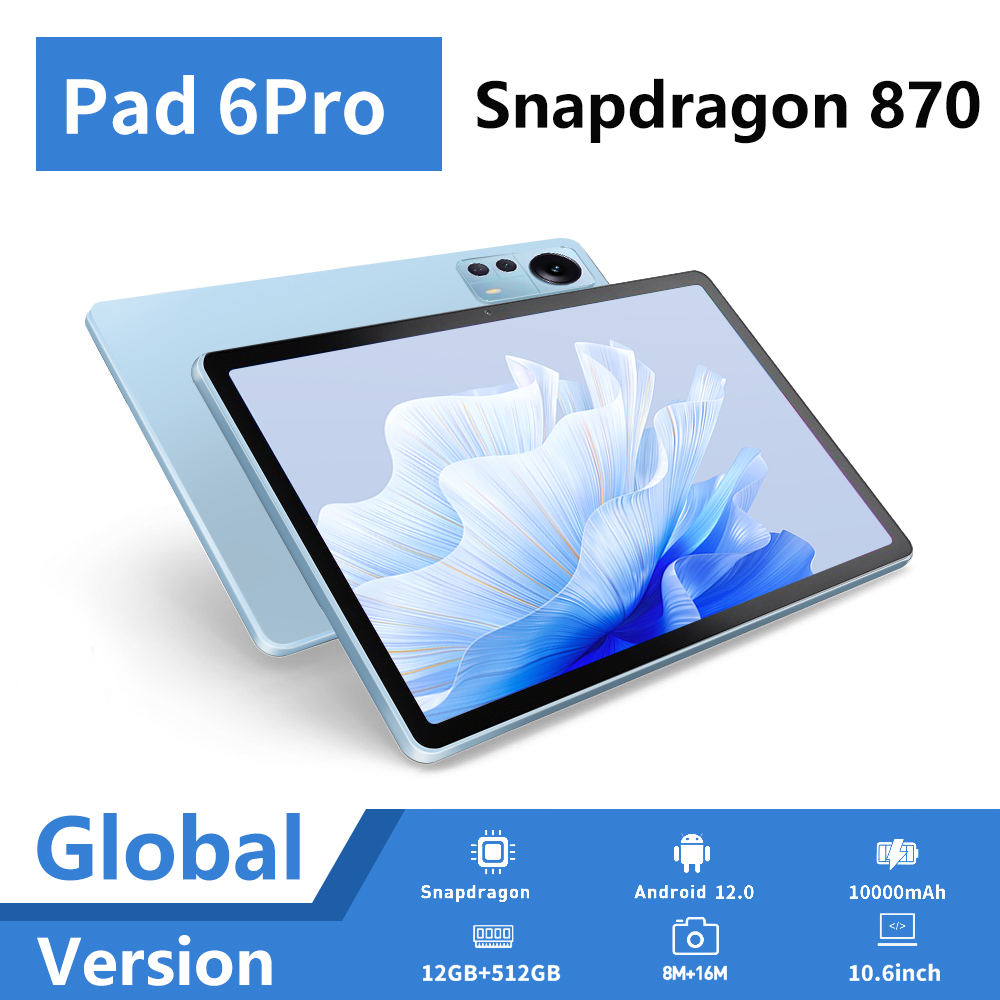 Xioami-Tablette PC Android 6 Pro, Snapdragon 870 CPU, 11 pouces, 8 Go + 256 Go, Ã©cran 60Hz, 2560x1600, EpiTablets, Touriste, Original n° 1