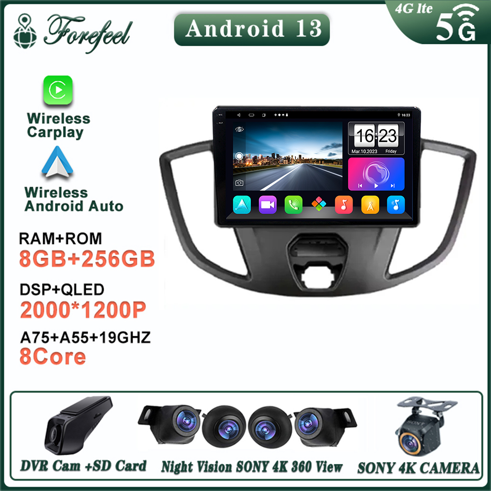 Autoradio Android 13 pour Ford ATIC 2015-2018, Ã‰cran de Moniteur, Auto 7862 QLED, Navigation, StÃ©rÃ©o, Lecteur VidÃ©o GPS, 2Din n° 1