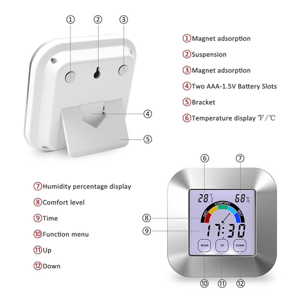 Ã‰cran couleur LCD ThermomÃ¨tre NumÃ©rique HygromÃ¨tre Station IntÃ©rieure MÃ©tÃ©o Pour Maison TempÃ©rature Et HumiditÃ© Capteur Horloge n° 4