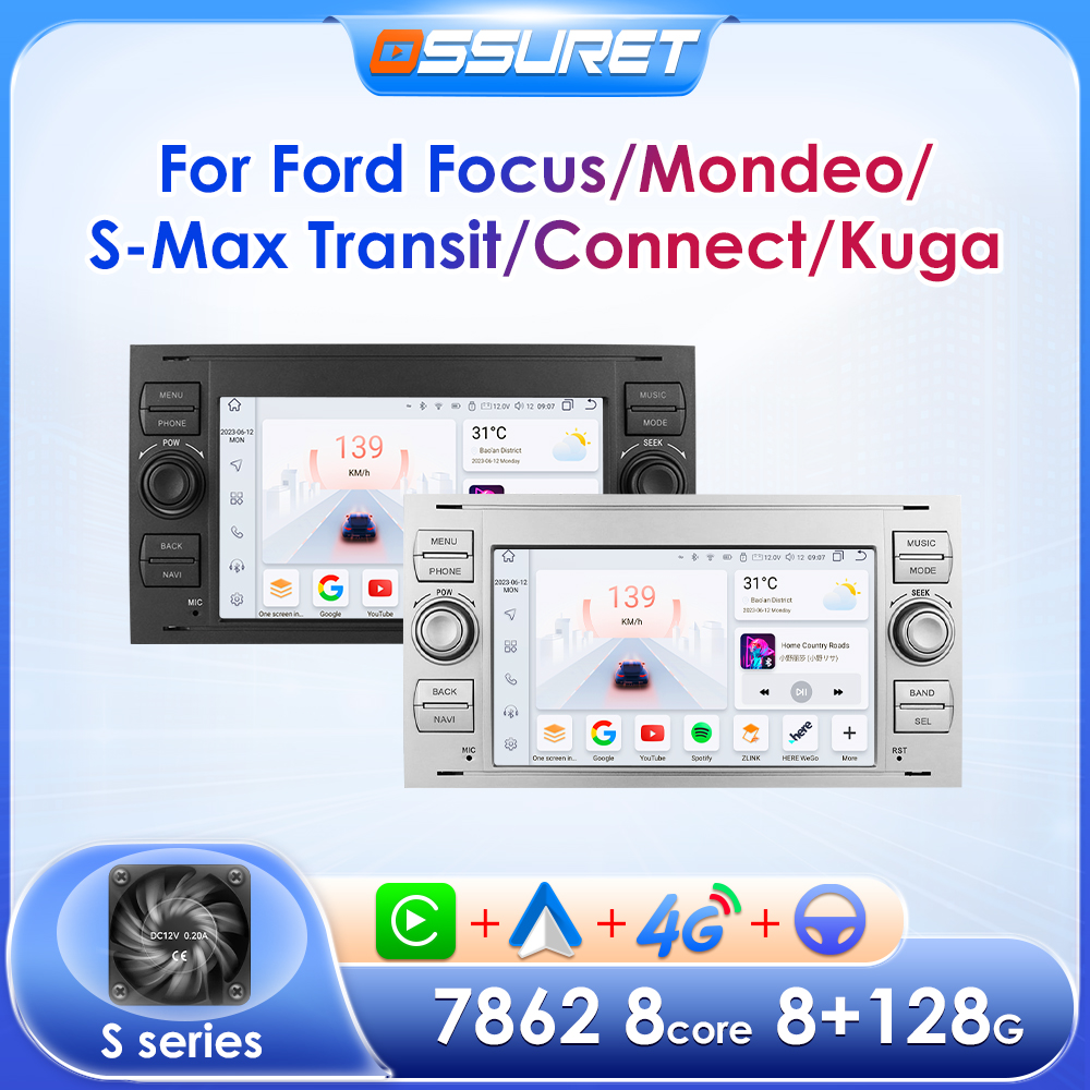 Autoradio 32G Android 12 pour Ford Mondeo S-max Focus C-MAX Galaxy Kuga Fi.C. ATIC ktallergique Auto StÃ©rÃ©o Audio GPS 2DIN n° 1