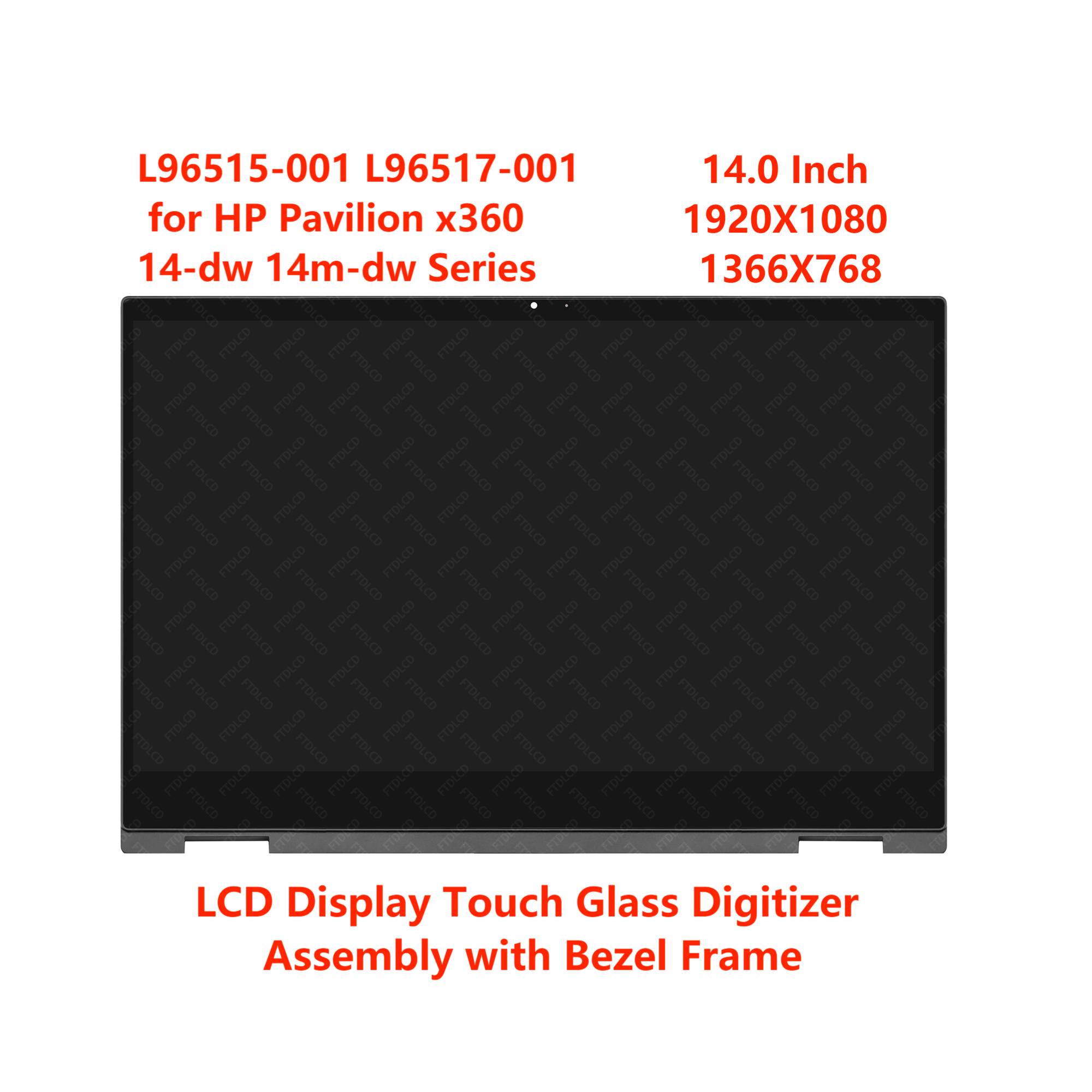 Ã‰cran tactile LCD FHD pour HP Pavilion x360 14-dw 14m-dw, L96515-001 L96517-001 n° 1