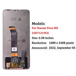 Numériseur d'écran tactile d'affichage à cristaux liquides d'origine pour Xiaomi Pheadphones M5, pièces de rechange pour POCO M5, 22071219CG, 6.58 small picture n° 2