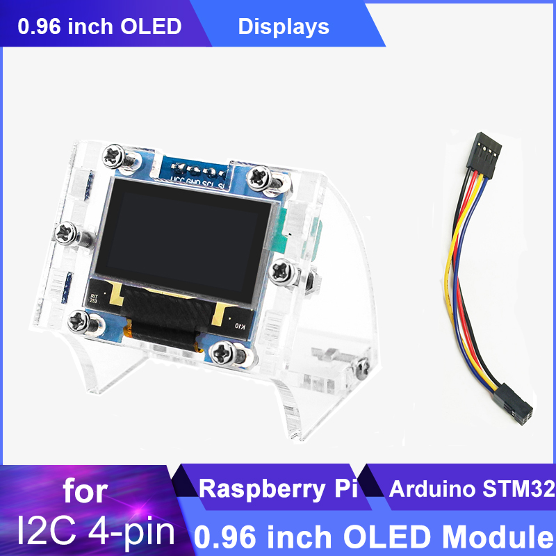 Raspberry Pi 4-Ã‰cran LCD OLED I2C 4 broches, affichage technique de la tempÃ©rature du processeur, disque dur IP, informations pour Ardu37STM32, 0.96 pouces n° 1