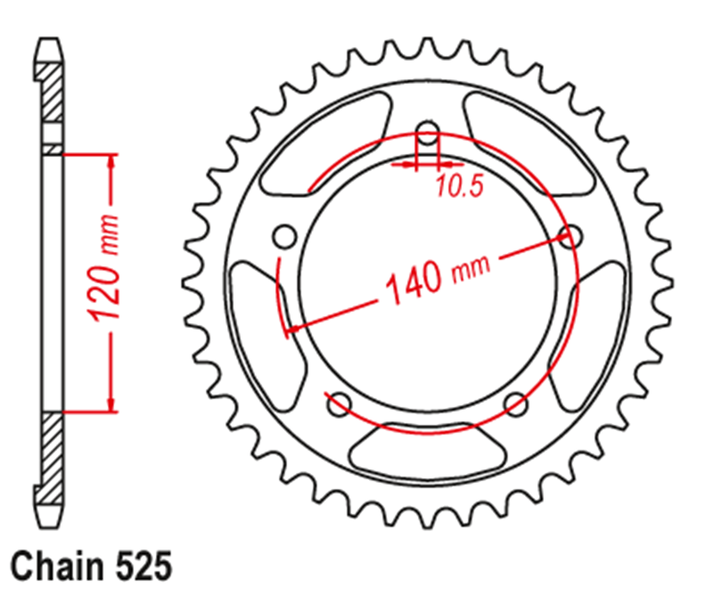 Pignon arriÃ¨re de moto pour Suzuki GSRfemale, 525, 41T-48T, 2006-2010 n° 3