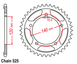 Pignon arriÃ¨re de moto pour Suzuki GSRfemale, 525, 41T-48T, 2006-2010 small picture n° 3