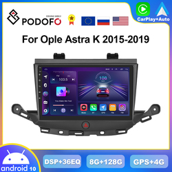 Podofo – Autoradio Android CarPlay, 8 go/128 go, GPS, DSP, lecteur multimédia, 2din, unité centrale, stéréo, 4G, pour voiture Opel Astra K (2015 – 2019)