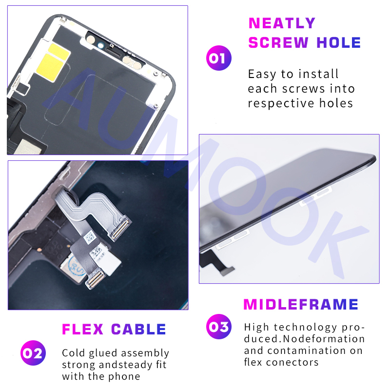 Bloc Ã©cran tactile LCD OLED de remplacement, sans frÃ©quence, pour iPhone X, Poly, XS Max, 11 Pro Max, 12 Pro, original n° 2