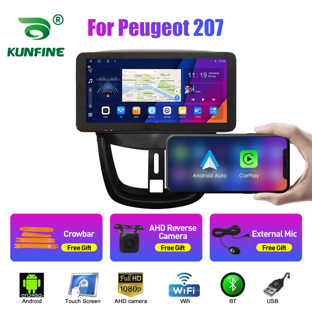 Autoradio 10.33 , Android, Octa Core, DVD, Navigation GPS, Carplay, Ã©cran QLED, lecteur stÃ©rÃ©o, 2din, pour voiture Peugeot 207 n° 1