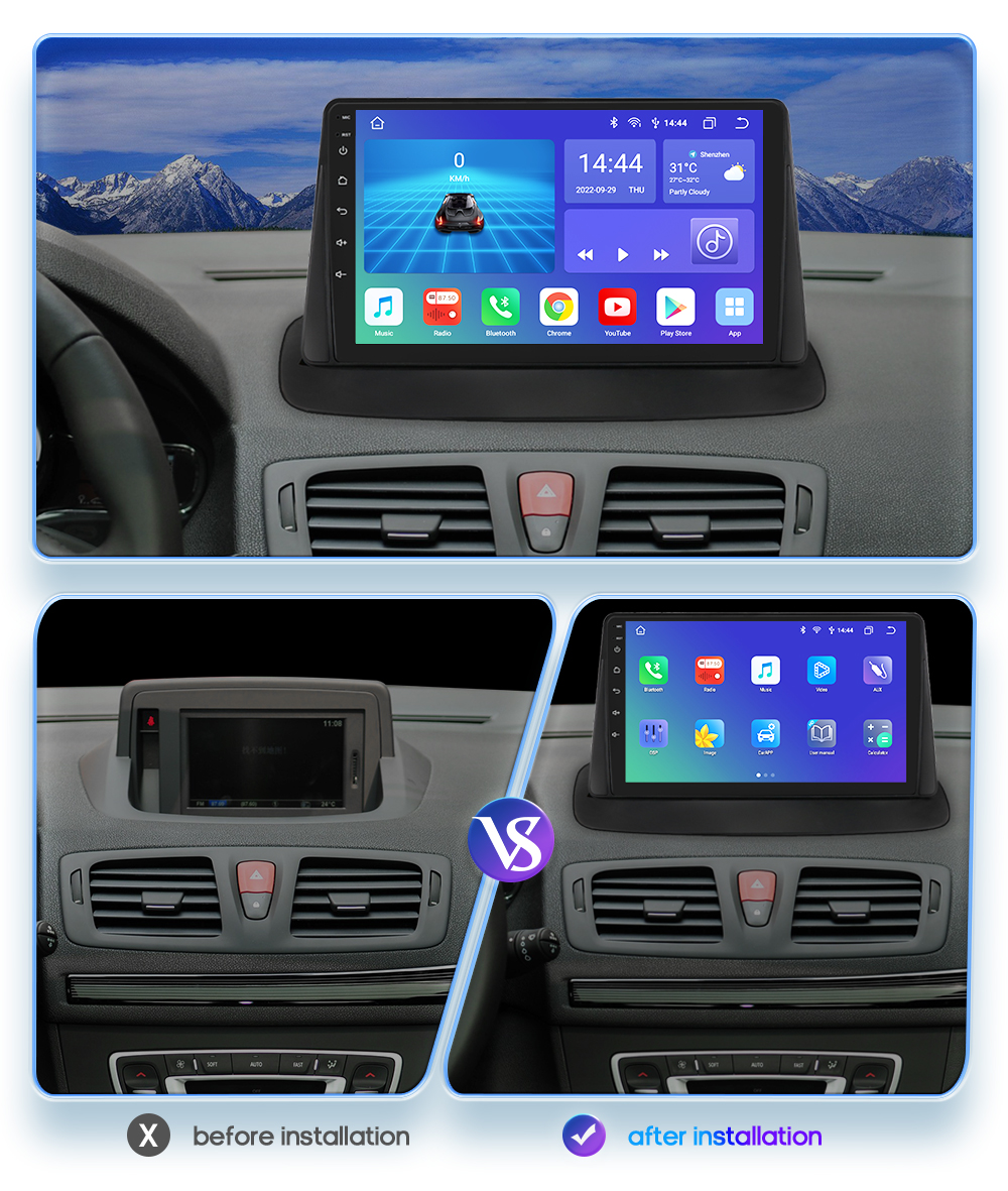 Autoradio Android pour Renault Megane 3, lecteur vidÃ©o, GPS, Carplay sans fil, audio stÃ©rÃ©o automatique, Ã©cran tactile 9, limitation 2008 - 2014 n° 2