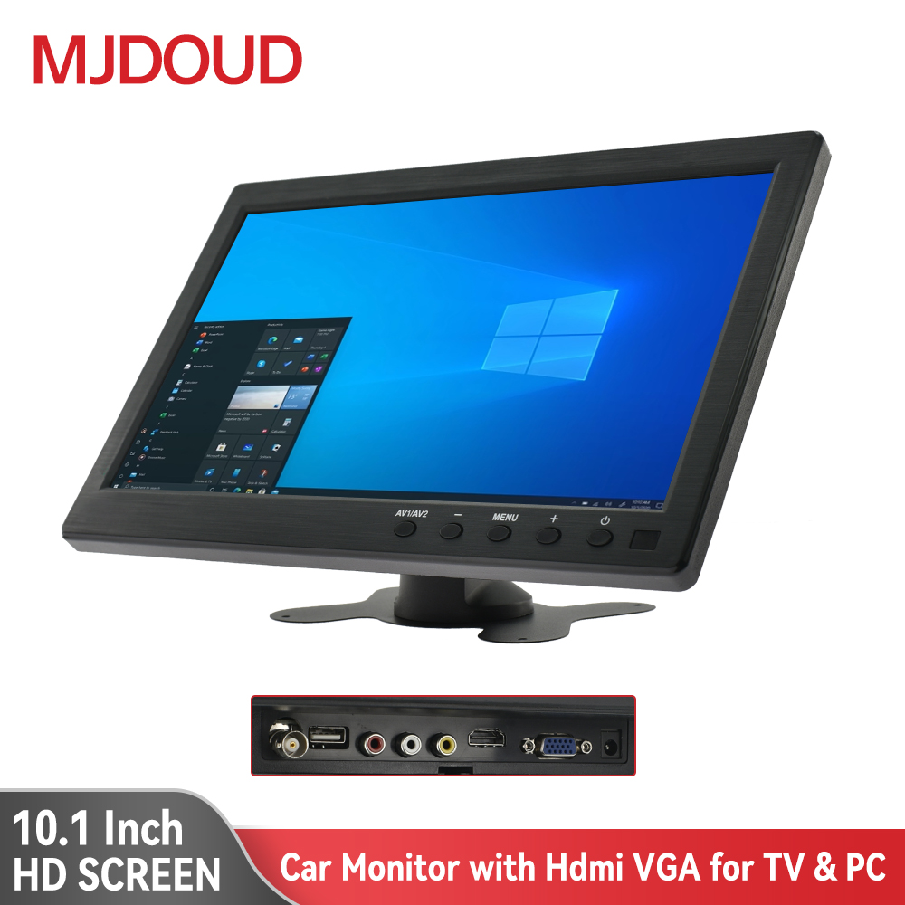 MJDOUD-Moniteur de voiture HDMI pour TV, PC, Ã©cran Vga, Ã©cran LCD 10.1 , camÃ©ra de recul, moniteur pour systÃ¨me de sÃ©curitÃ© domestique, 10.1 pouces n° 1