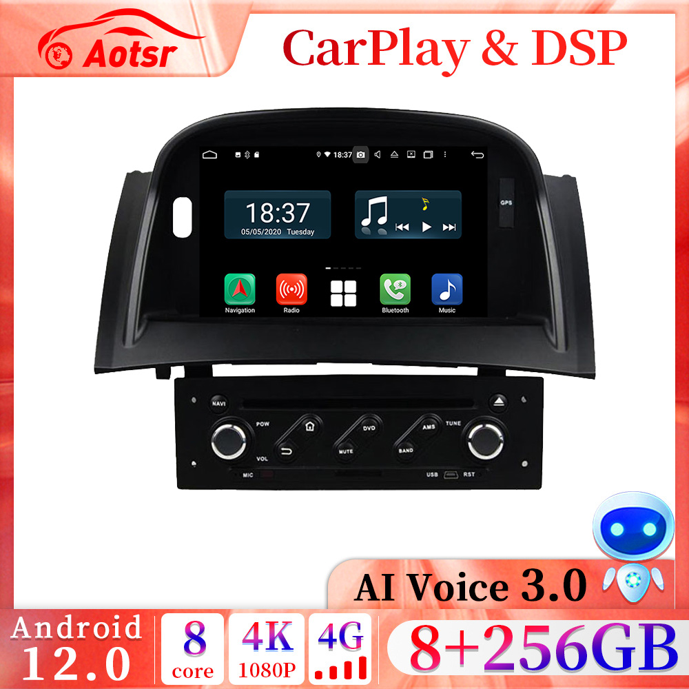 Aotsr-Autoradio Android 12.0, Carplay, Navigation GPS, WIFI, DVD, Lecteur VidÃ©o, 2 Din, Limitation, Renault Megane 2, 2002 - 2009 n° 1