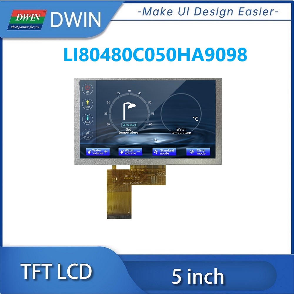 DWIN-Ã‰cran LCD TFT IPS avec Wild RVB, Haute LuminositÃ©, 5 Pouces, 900nit, 800x480, LI80480C050HA9098 n° 1