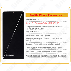 Ã‰cran tactile LCD AMOLED de remplacement, 6.4 pouces, pour Samsung Galaxy A32 4G A325 A325F, Original small picture n° 6