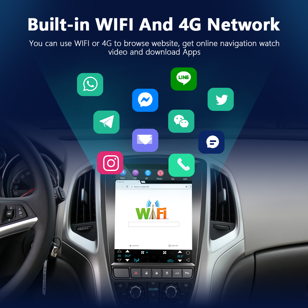 Podofo – autoradio Android CarPlay 4G, lecteur multimédia, 2din, unité principale HiFi RDS, pour voiture Opel Astra J, Vauxhall, Buick Verano (2009 – 2015) n° 4