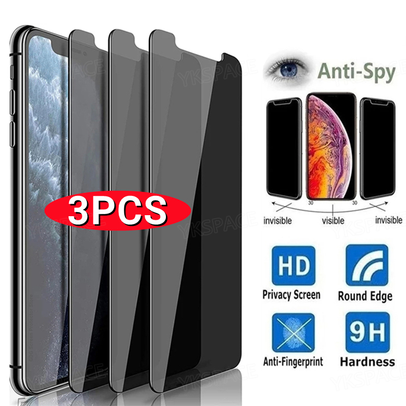 Protecteur d'Ã‰cran de ConfidentialitÃ© en Verre Anti-espion, pour iPhone 14 13 12 mini 11 Pro Poly X XS Max 6s 7 8 Plus SE 2020, 3 PiÃ¨ces, 9H n° 1